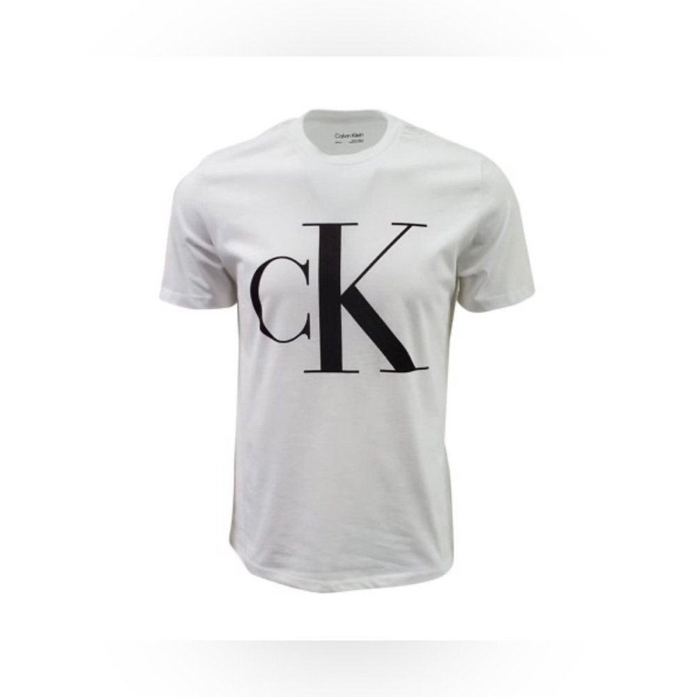 NWT- Calvin Klein Men's Big CK Logo T-Shirt (Large, Brilliant White)